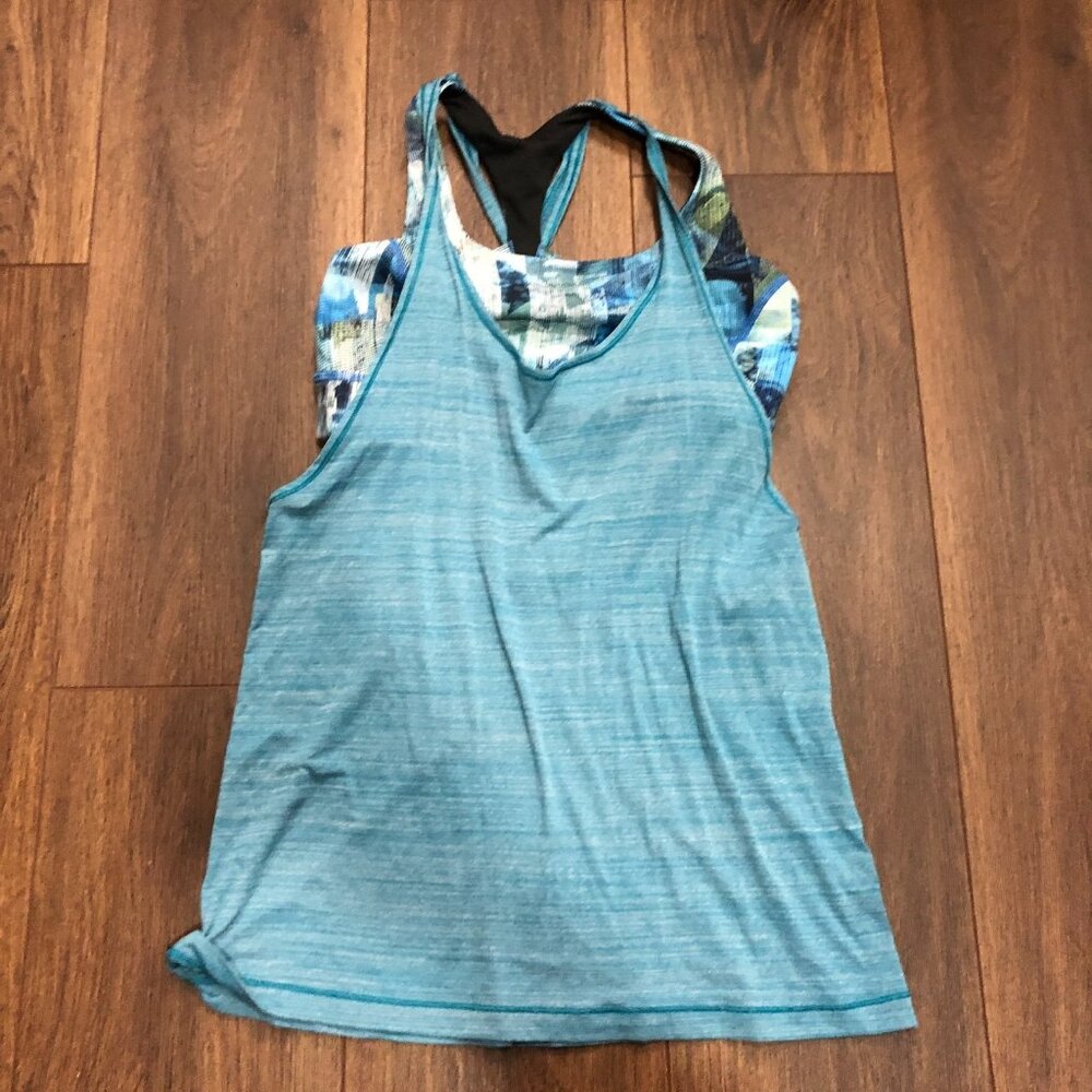 Lululemon Tank Top Womens 6 Teal Blue Twist Toil Tank Yoga Athleisure Workout